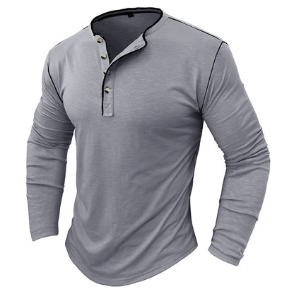 Herren Langarmhemd Klassisch Henley Style Modern