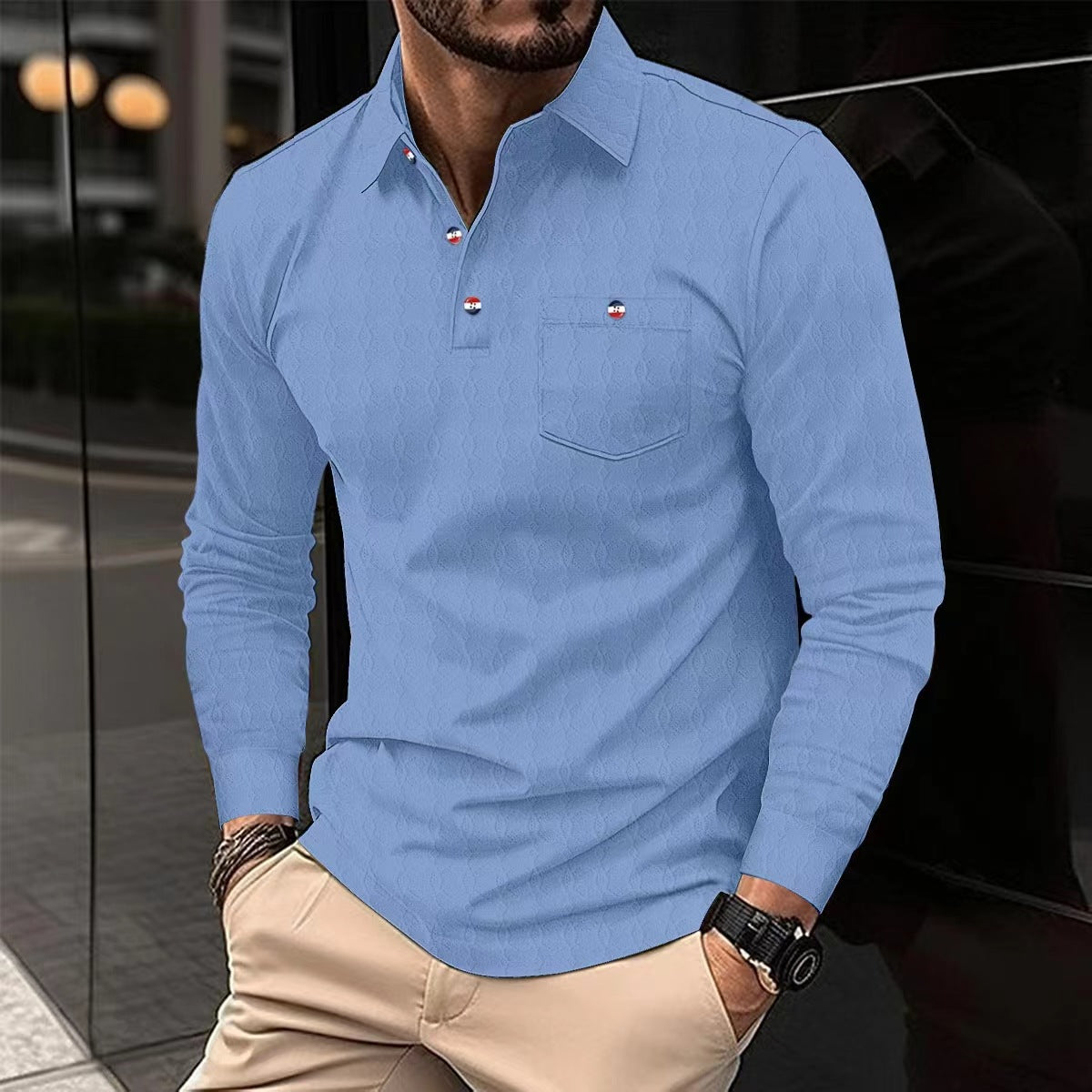 Herren Langarmhemd Modern mit Struktur Optik und Chic Akzenten - BerlinGlamour