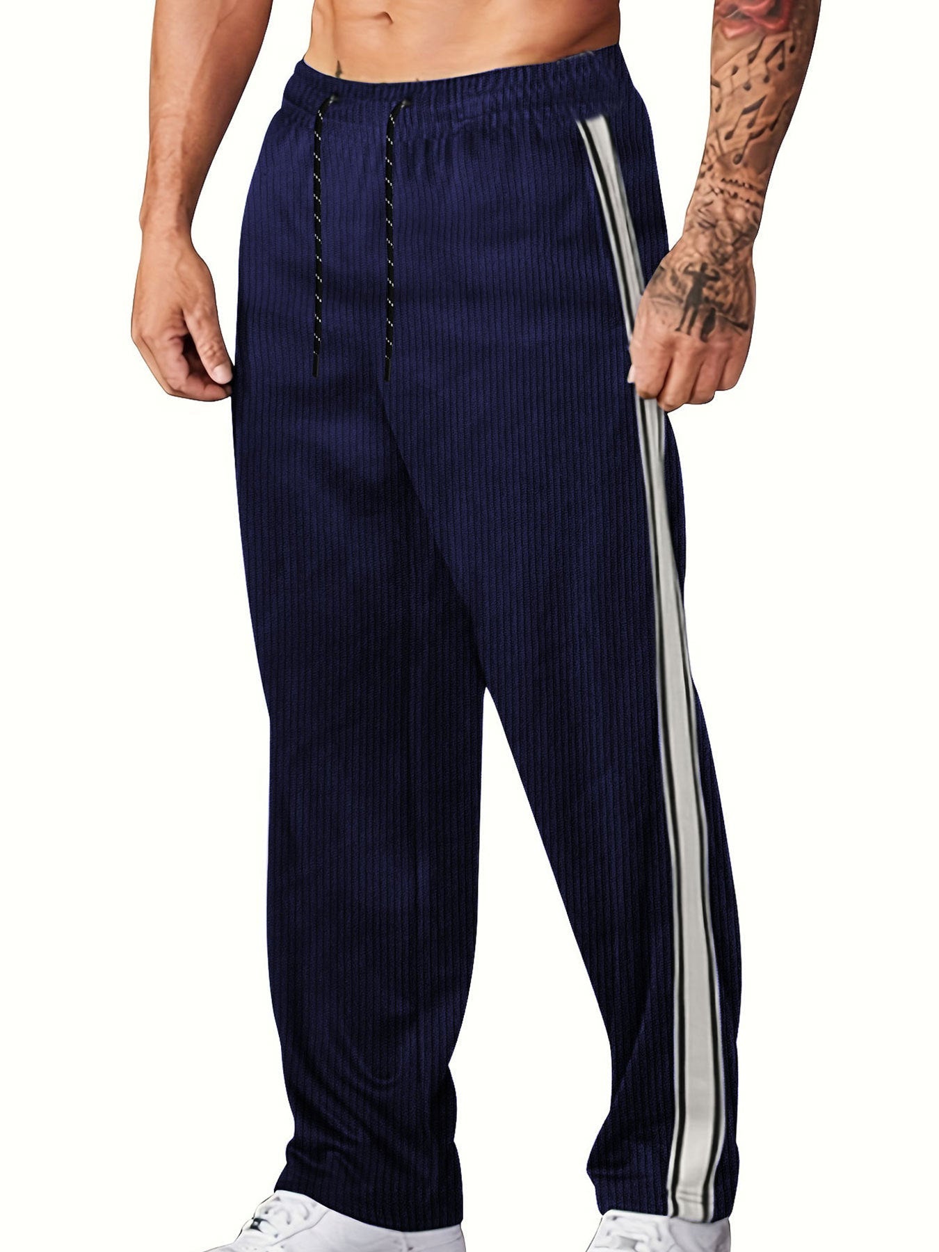 Herren Hosen Streifenmuster Elastisch Bequem
