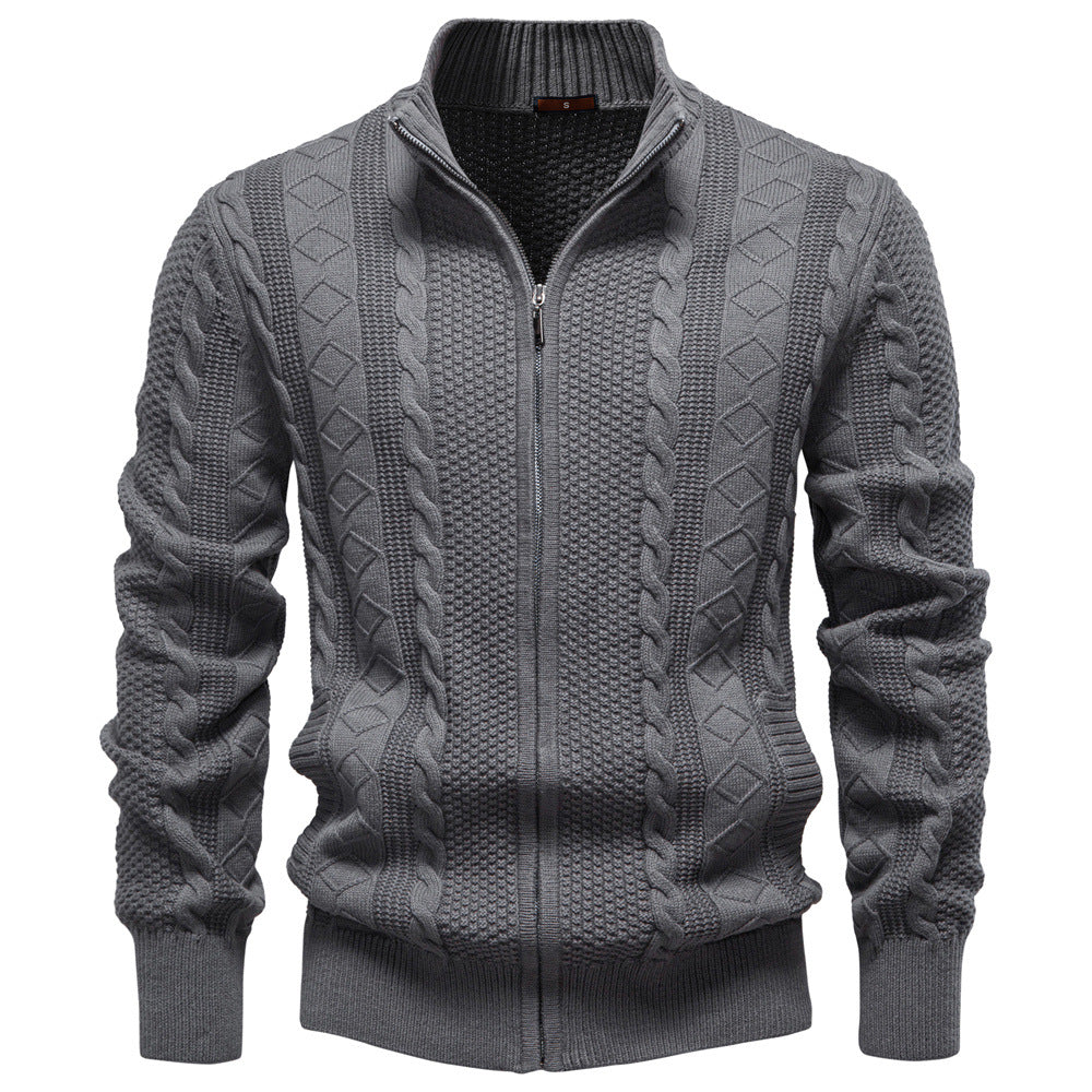 Herren Strickjacke Strukturiert Reißverschluss Modern - BerlinGlamour