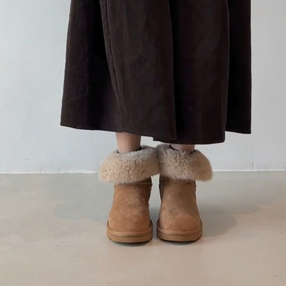 Damen Winterstiefel Warm mit weichem Kunstfellkragen und robuster Sohle