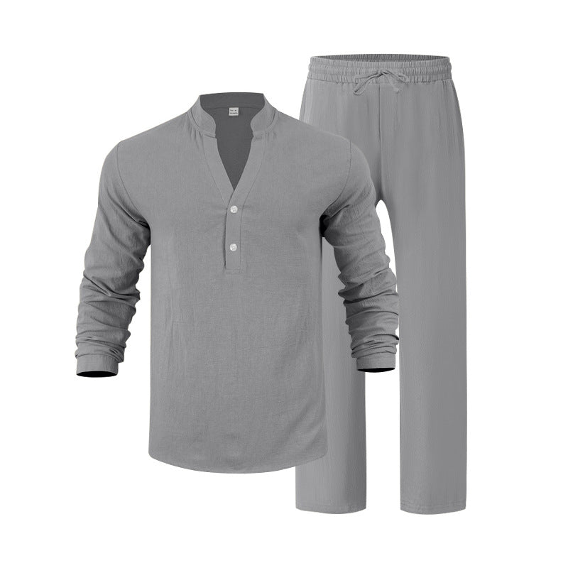 Herren Freizeit Set Langarm Hemd & Hose Bequem