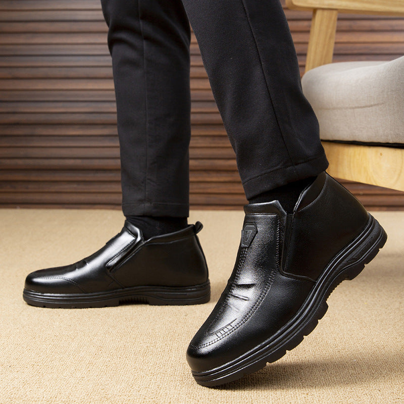Herren Leder-Stiefeletten Elegante Rutschfeste Sohle Schwarz Lederschuhe