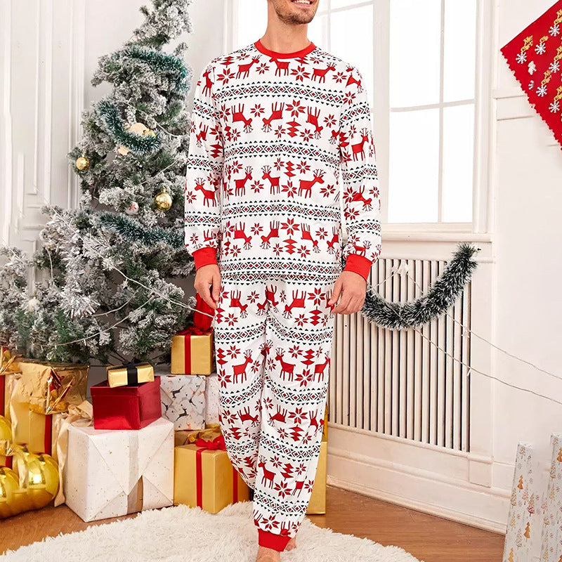 Herren Pyjama Weihnachten Winterlich Rot Weiss