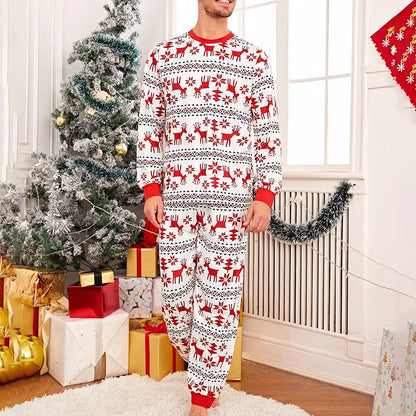 Herren Pyjama Weihnachten Winterlich Rot Weiss