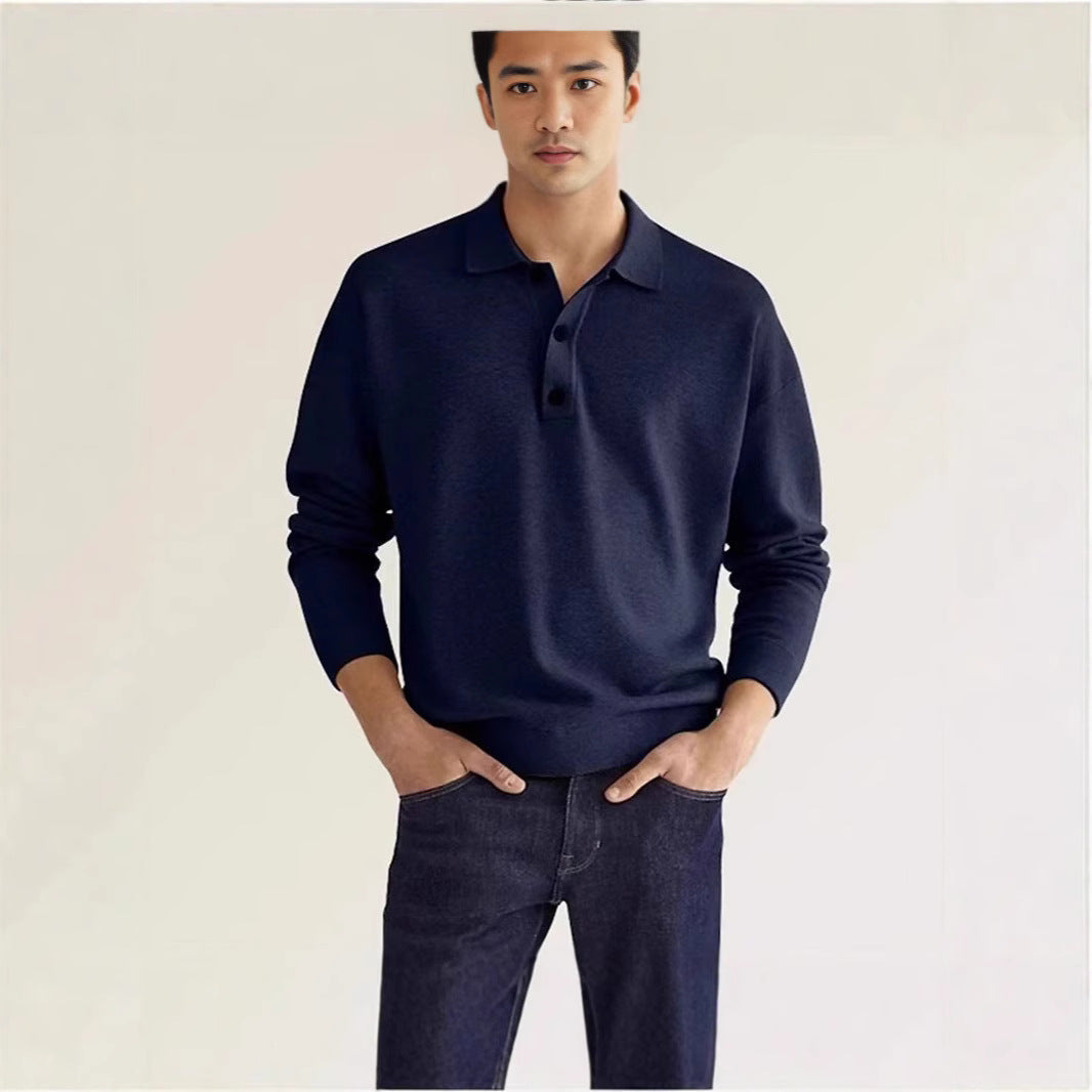 Herren Polo Sweatshirt Lässig Mit Knöpfen Modern