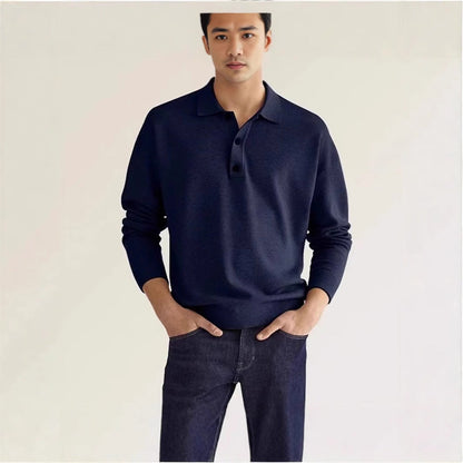 Herren Polo Sweatshirt Lässig Mit Knöpfen Modern