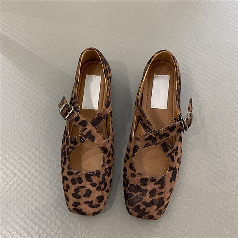 Damen Mokassins Tierdruck Elegant Schnalle