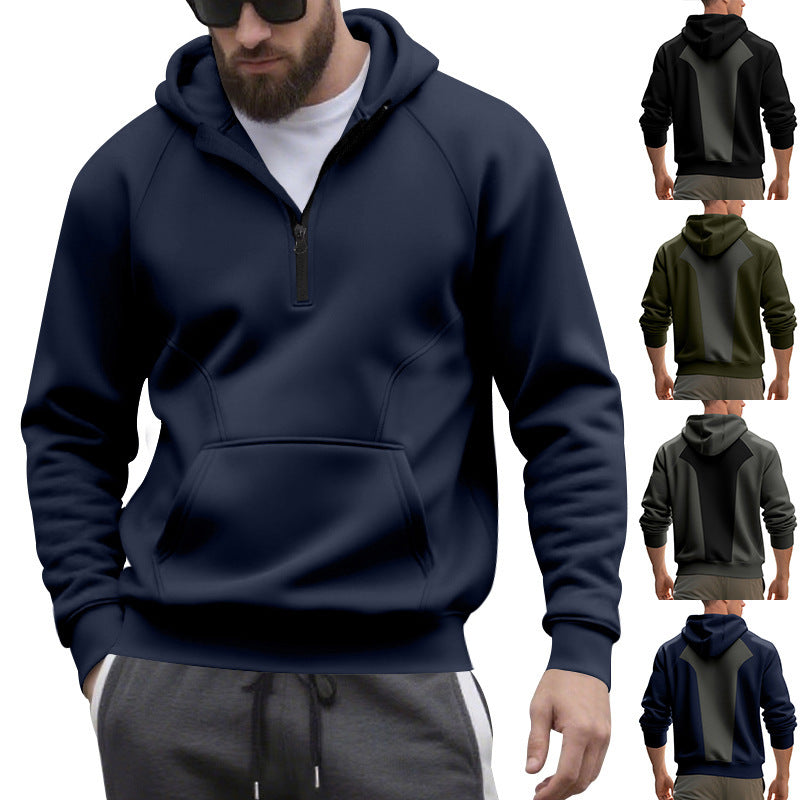 Herren Sportpullover Kapuze Kängurutasche Kurzreißverschluss - BerlinGlamour