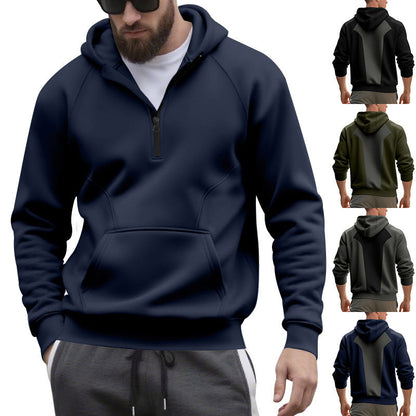 Herren Sportpullover Kapuze Kängurutasche Kurzreißverschluss - BerlinGlamour