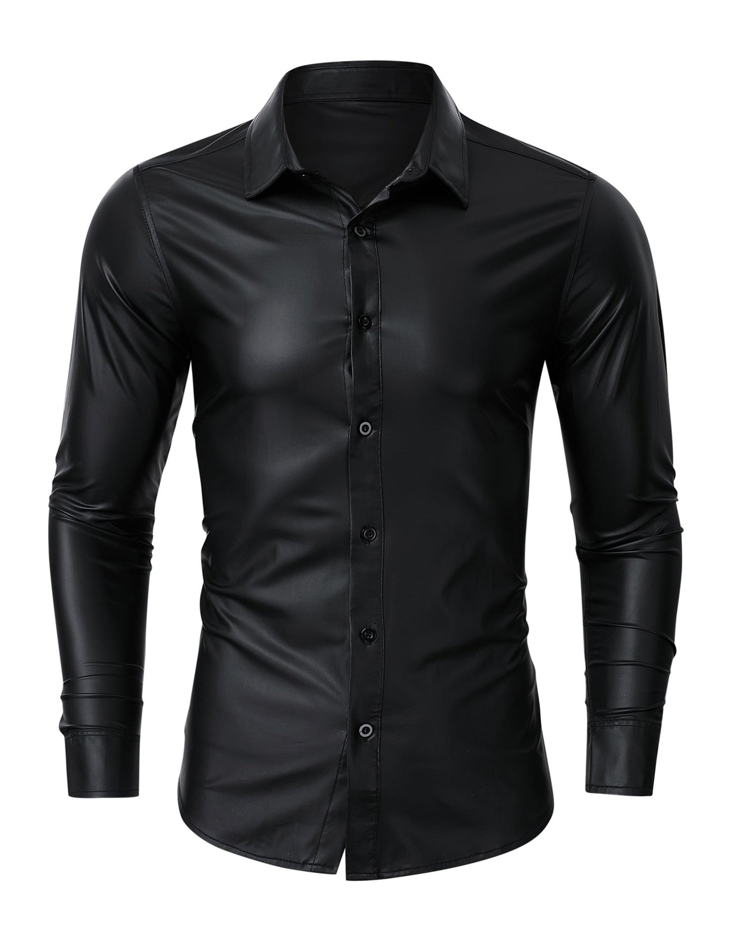 Herren Langarmhemd Modern Glänzend Slim Fit