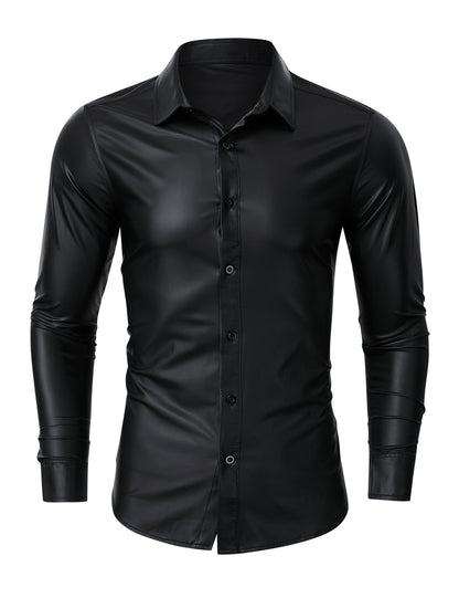 Herren Langarmhemd Modern Glänzend Slim Fit