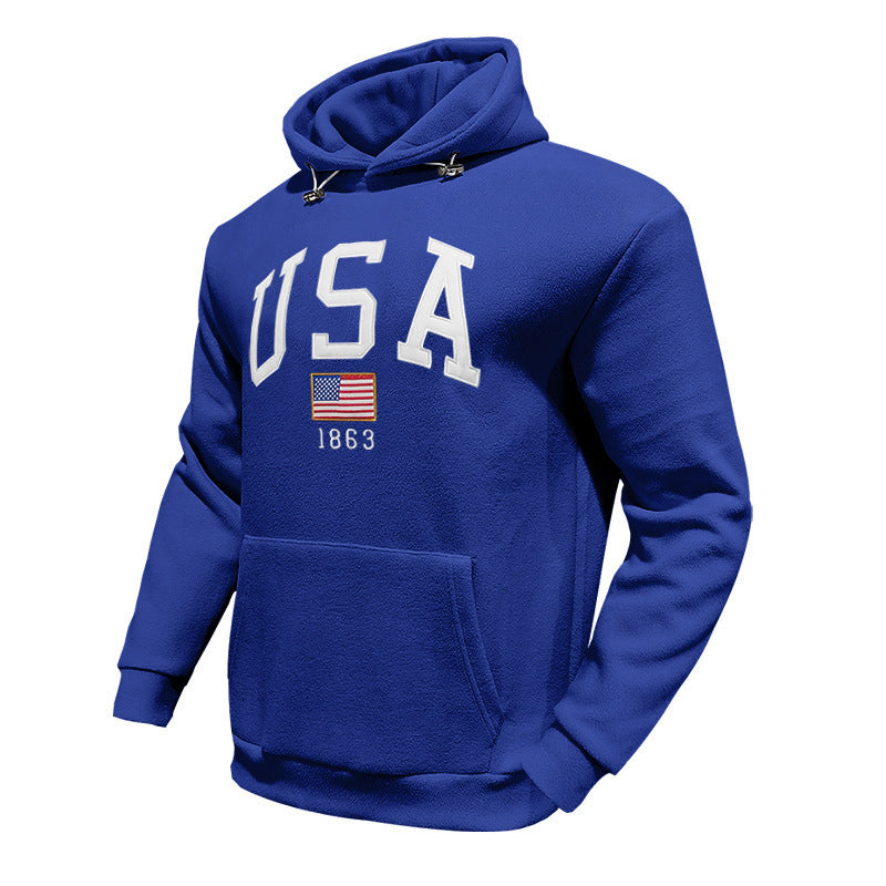 Herren Kapuzenpullover USA Print Kapuze Tasche