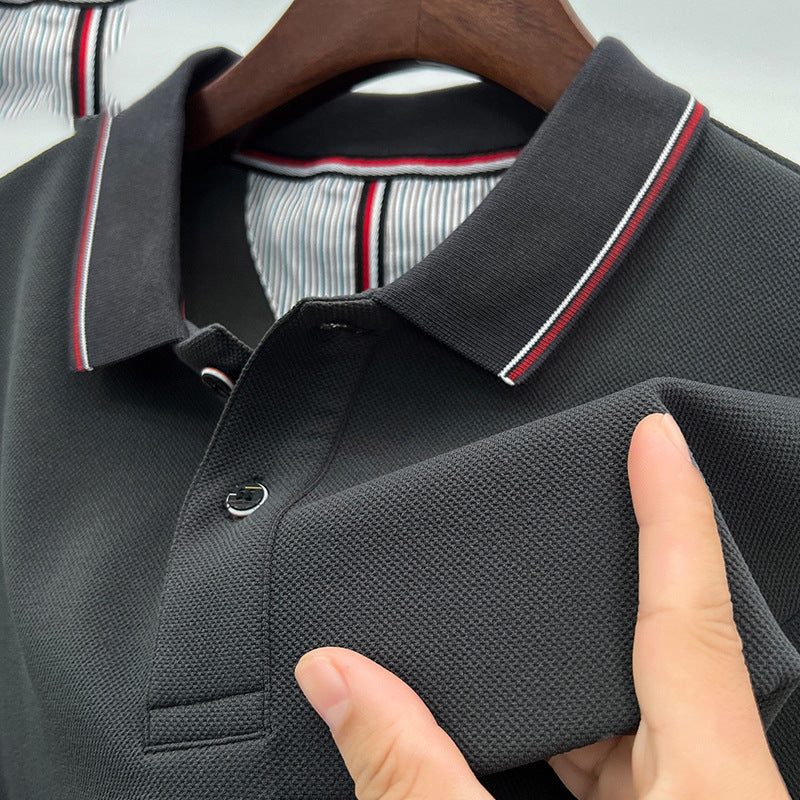 Herren Poloshirt Atmungsaktiv Piqué Elegante Kontrastdetails