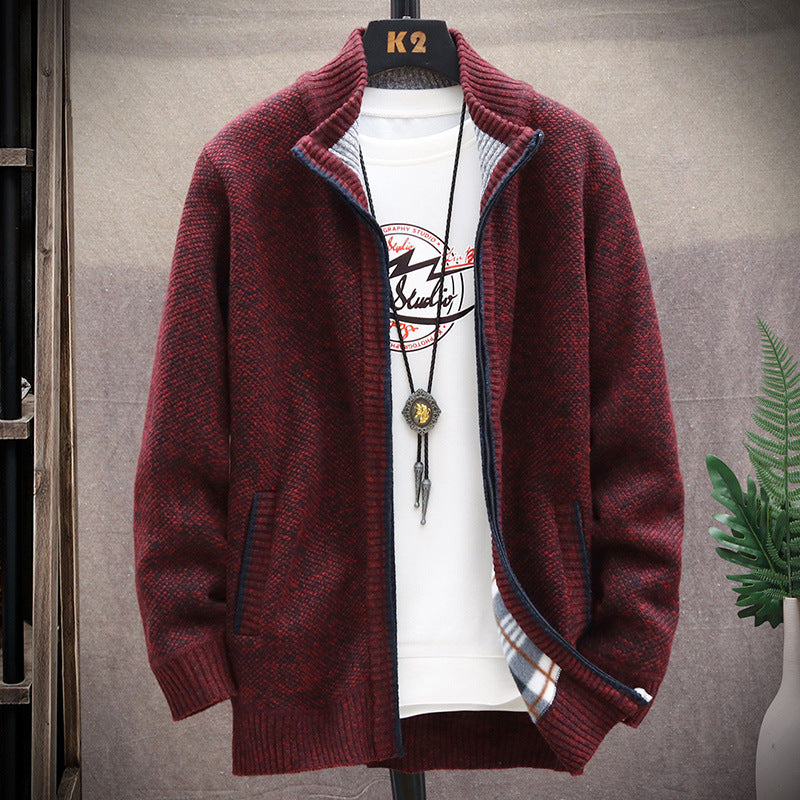 Herren Strickjacke Stehkragen Taschen Elegante Winterjacke - BerlinGlamour