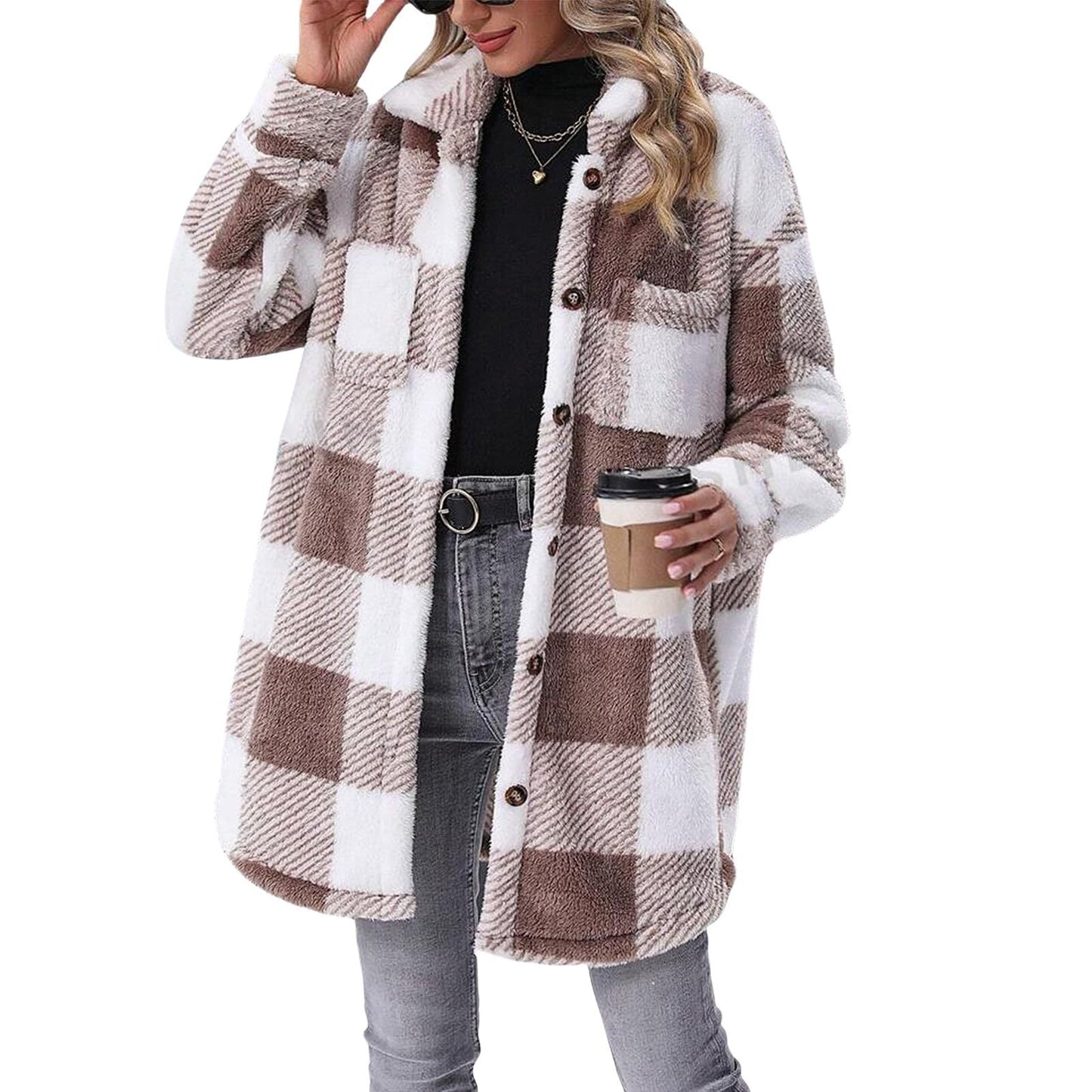 Damen Flanell-Jacke Warm Elegant