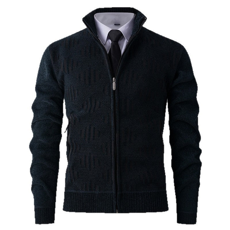 Herren Strickjacke Elegant Mit Stehkragen Modern