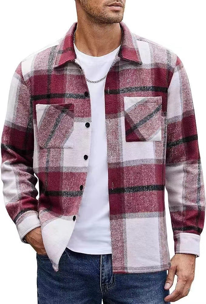 Herren Karo Hemdjacke Lässig Modern
