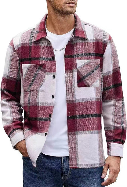 Herren Karo Hemdjacke Lässig Modern
