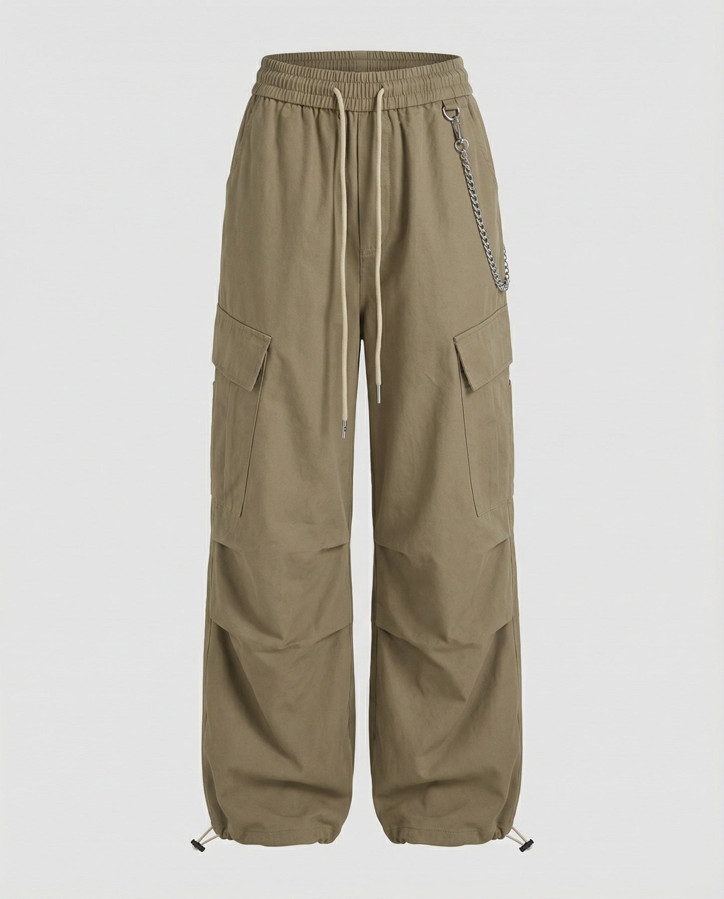 Damen Cargo-Hose Weit Bequem mit Kordelzug und Saumverstellung