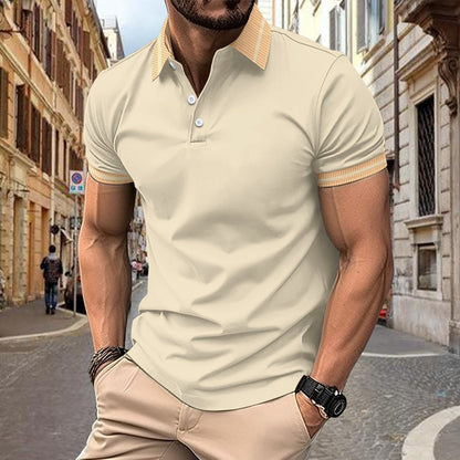 Herren Polohemd Kurzarm Modern Kontrast Akzente