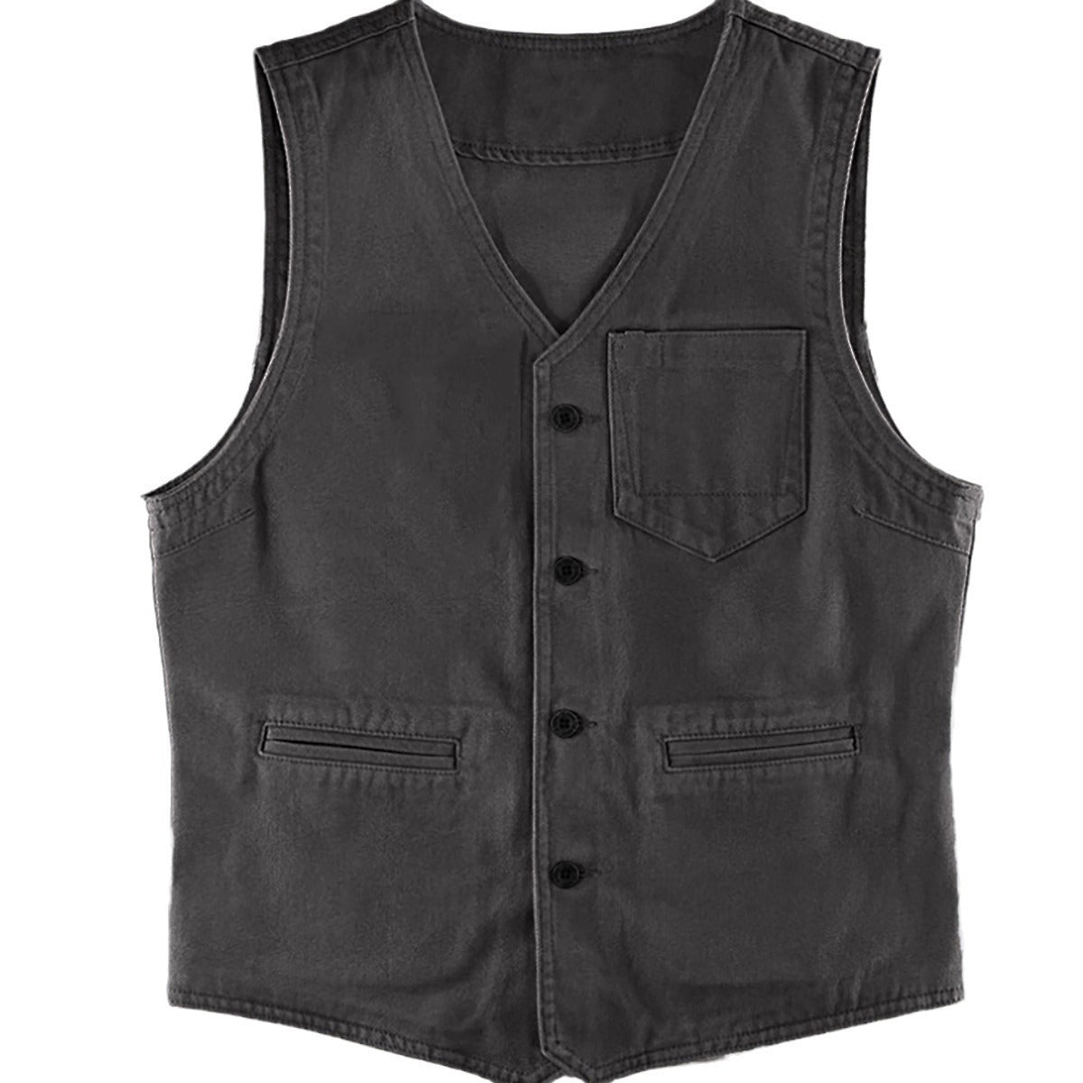 Herren Weste Vintage Stil Leder mit Taschen