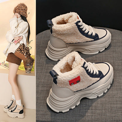 Damen Sneaker Warm High-Top Teddyfutter Schuhe Winter - BerlinGlamour