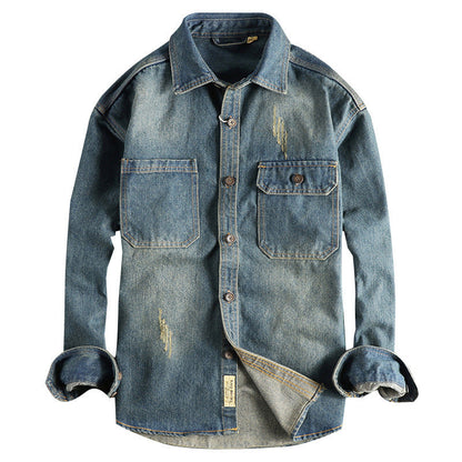 Herren Jeanshemd Vintage-Style mit Patentaschen Modern