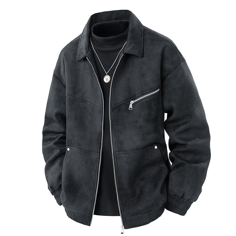 Lederjacke Herren Casual Schwarz Modern