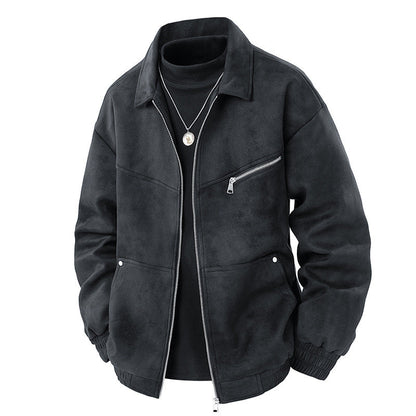 Lederjacke Herren Casual Schwarz Modern