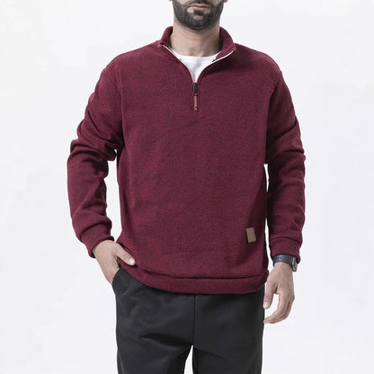 Herren Fleece Pullover Strukturiert Halbzipp