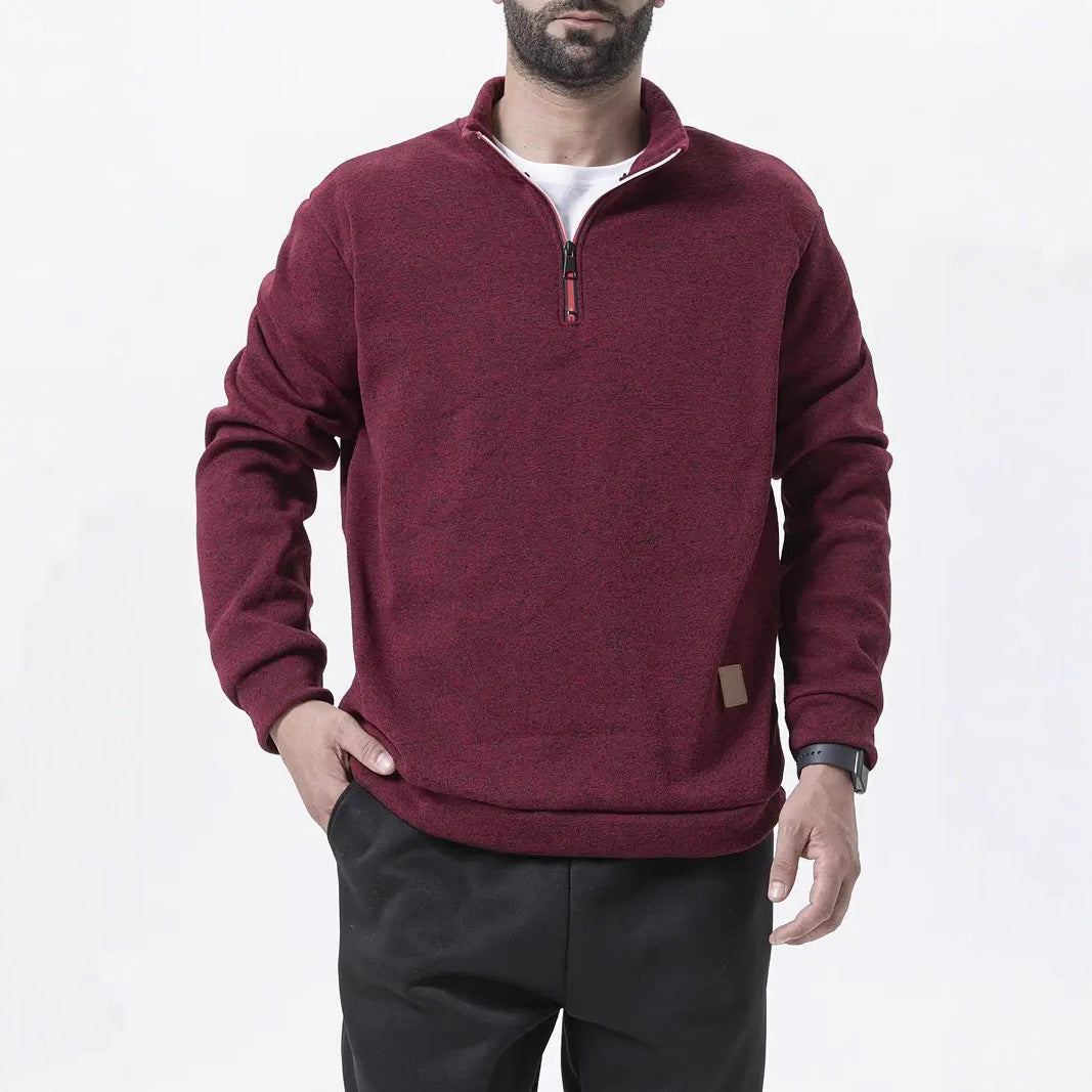 Herren Pullover Stehkragen Reißverschluss Strukturiert Modern