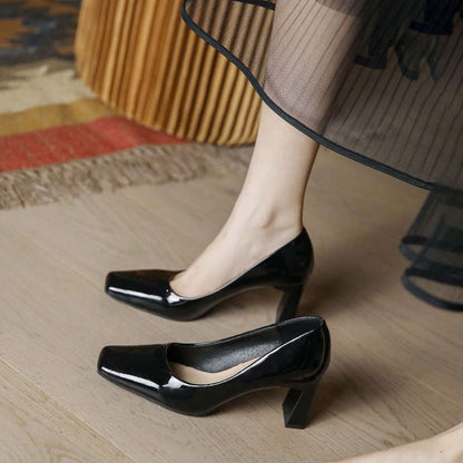 Damen Pumps Hochhackig Elegante Blockabsatz Schuhe