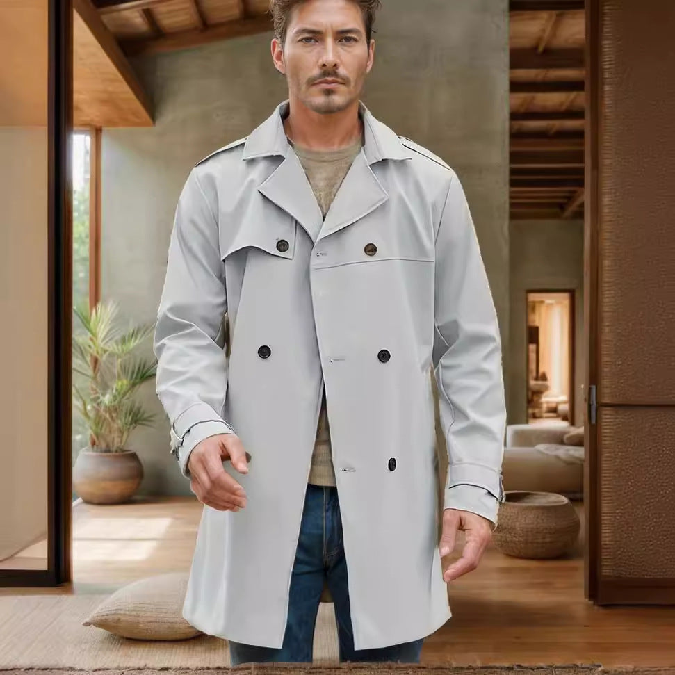Herren Trenchcoat Modern mit Seitentaschen und abnehmbarem Futter