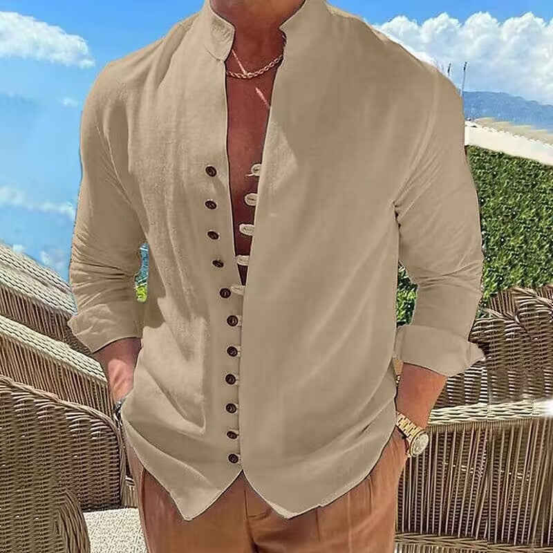 Herren Hemd aus Baumwolle Stehkragen Modern Berlin Style