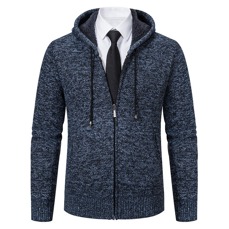 Herren Strickjacke Kapuze Reißverschluss Modern