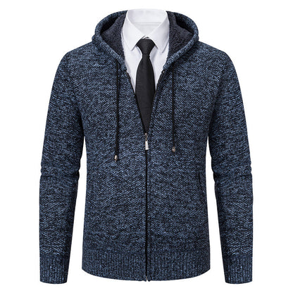 Herren Strickjacke Kapuze Reißverschluss Modern