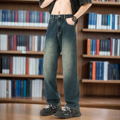 Herren Jeans Bequem Lässig Weite Passform