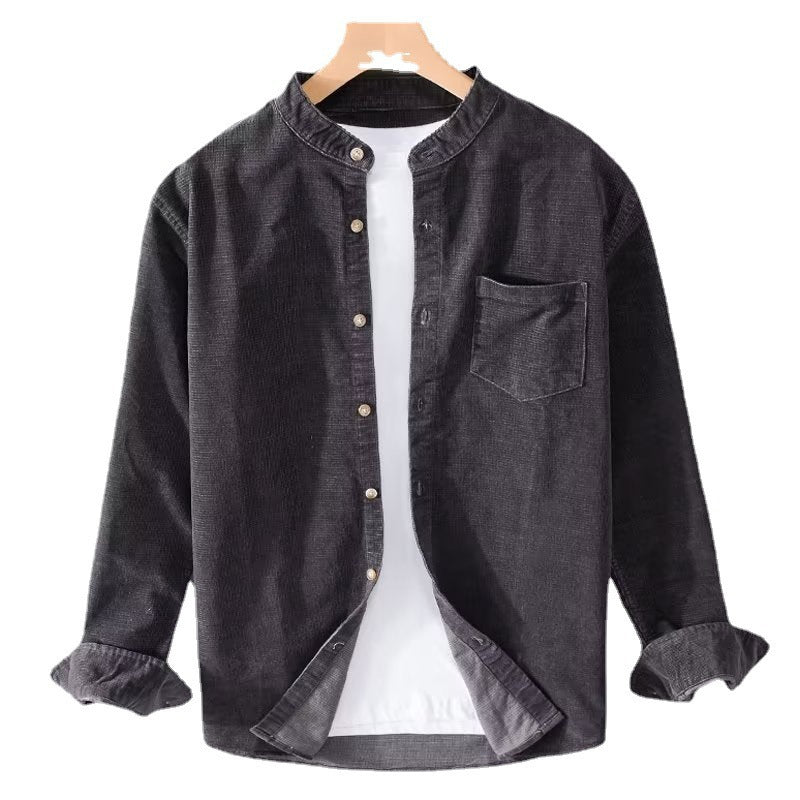 Herren Hemden Slim Fit Mandarin Kragen Elegent