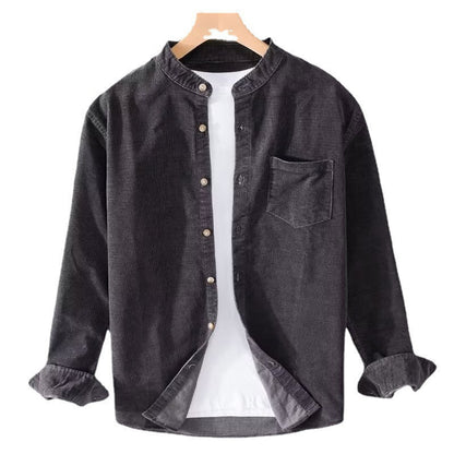 Herren Hemden Slim Fit Mandarin Kragen Elegent