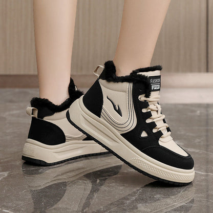 Damen Sneaker High-Top Kuschelig Fleece Innensohle Rutschfest