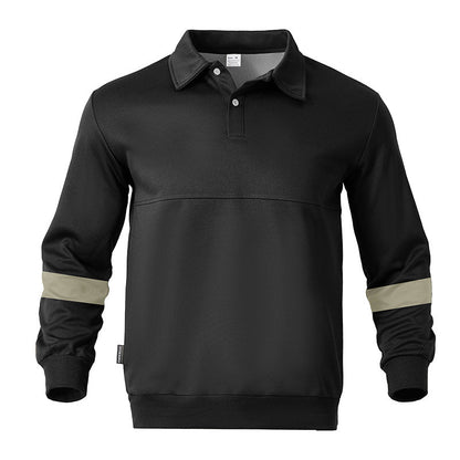 Herren Langarm-Polo Sportlich Modern Kontrastärmel