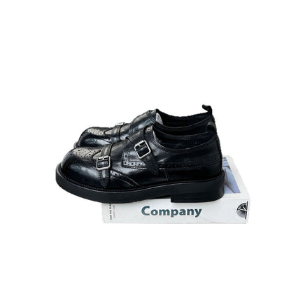 Damen Mokassins Elegant Doppel-Schnalle Broguemuster Schuhe