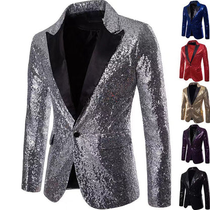 Herren Blazer Glitzer Pailletten Elegant