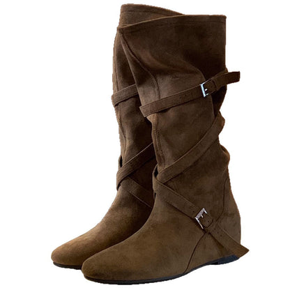 Damen Stiefel Elegante Mit Verstellbarem Riemen Komfortabel