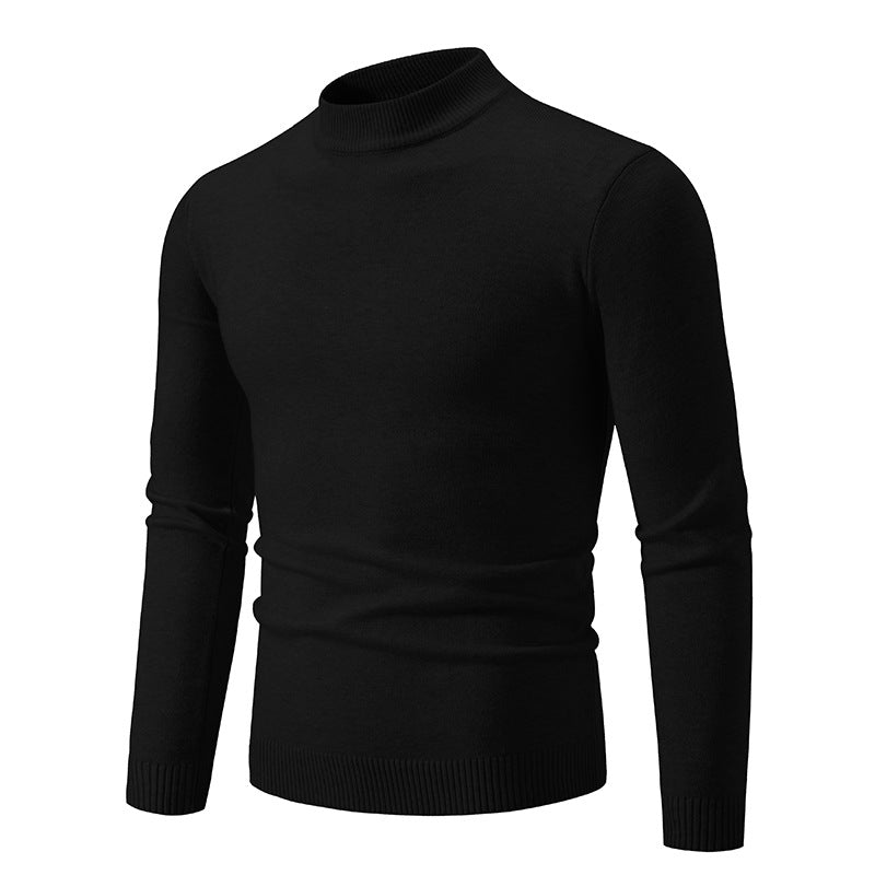 Herren Pullover Feinstrick Hochkragen Elastisch