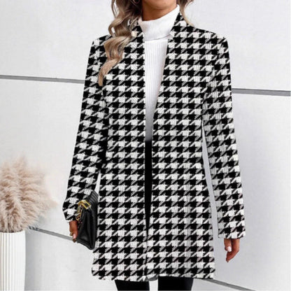 Eleganter Damen Mantel Glamour Karo Modern
