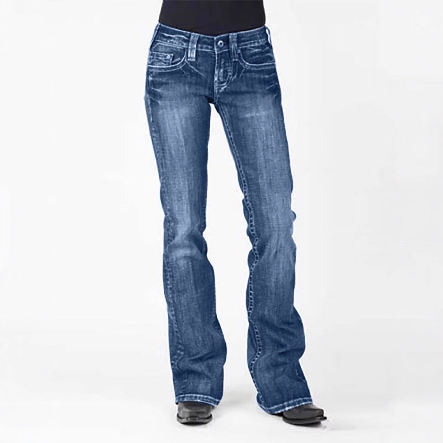 Damen Jeans Bootcut High Waist Elegant Slim Fit