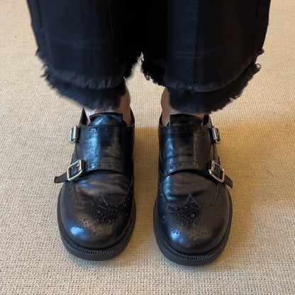 Damen Schnürschuhe Elegant Brogue Stil Schuhe mit Doppelriemen