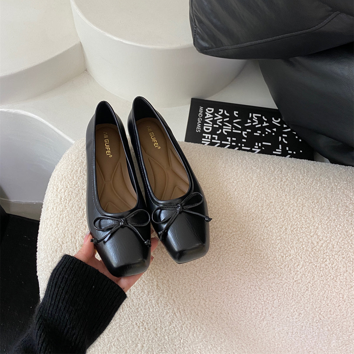 Damen Ballerinas Klassisch Schleifenakzent Weich